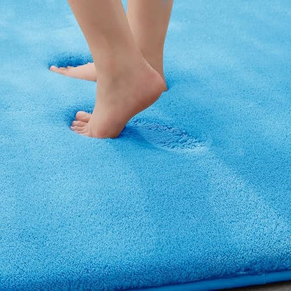MINIDEAR Bathroom Rugs 24x17 Lake Blue - Thick Memory Foam Bath Mat, Ultra Soft & Plush Fluffy, Non-Slip, Quick Dry, Absorbent Washable Floor Microfiber Mat for Tub, Home Decor Accessories