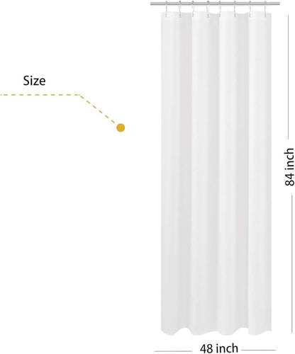 N&Y HOME Fabric Shower Curtain Liner Extra Long Stall Size 48 x 84 inches, Hotel Quality Washable White Shower Liner, 48x84