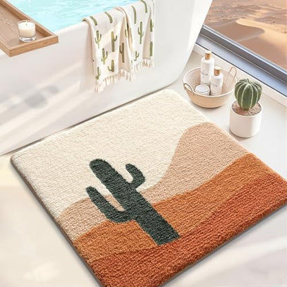 LUMI Square Cactus Bathroom Rug 32x32 Soft Absorbent Bath Mat, Non Slip