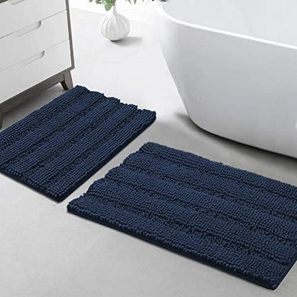 Turquoize Bathroom Rug Set, 2 Piece Soft Absorbent Chenille Bath Rug Set