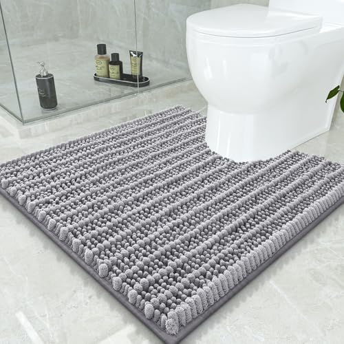 Smiry Bathroom Toilet Rugs U Shaped 24x24, Chenille Bath mats for Toilet