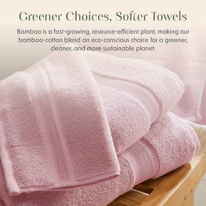 Springtree Home Luxury Bamboo Rayon Bath Towel Set | 6-Piece Set | Pink