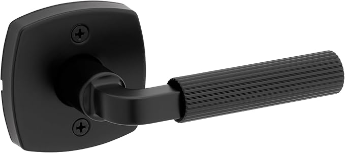 Kwikset Mirada Midtown Dummy Door Handle, Single Sided Lever for Closets, French Double Doors, and Pantry, Matte Black Non-Turning Reversible Interior Push/Pull Lever