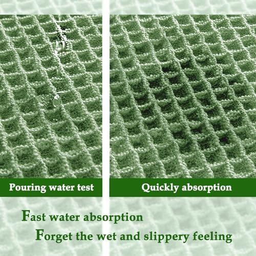 ZALL Waffle Bath Mat,Super Absorbent Non Slip Bathroom Rug,Sage Green 24X72inch,Machine Washable Ultra Soft Floor Mats