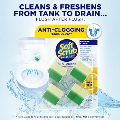 Soft Scrub In-Tank Toilet Cleaner Duo-Cubes, Lemon Fresh, Yellow, 4 Ct