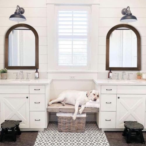 LOSOUR 2 Pack 40x30 Inch Arched Mirror, Farmhouse Decor Solid Wood Wall Mirror, Bathroom Mirrors, Vintage Mirror for Bathroom, Living Room,Bedroom, Entryway, Hallway,Foyer (Coffee, 2 Pack-40"L x 30"W)