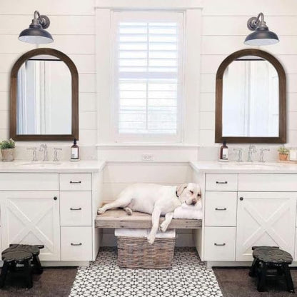 LOSOUR 2 Pack 40x30 Inch Arched Mirror, Farmhouse Decor Solid Wood Wall Mirror, Bathroom Mirrors, Vintage Mirror for Bathroom, Living Room,Bedroom, Entryway, Hallway,Foyer (Coffee, 2 Pack-40"L x 30"W)