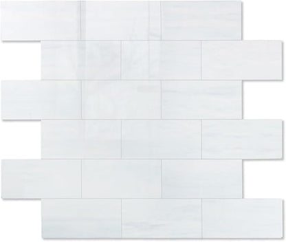 2026 New Upgrade Peel and Stick Backsplash Tile, Peel and Stick 11.34" X 11.57" Wall Tile for Kitchen, Bathroom, Fireplace, Laundry (Polished Marble White Blue, 5 Packs)