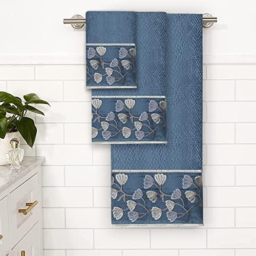 Zahari Home Capri Modern Bathroom Towel Set - 3 Piece Set, Bath Towel, Hand Towel and Wash Towel - Classic Luxury Contemporary Decor - Beautiful Bath Ensemble - Unique Royal Blue