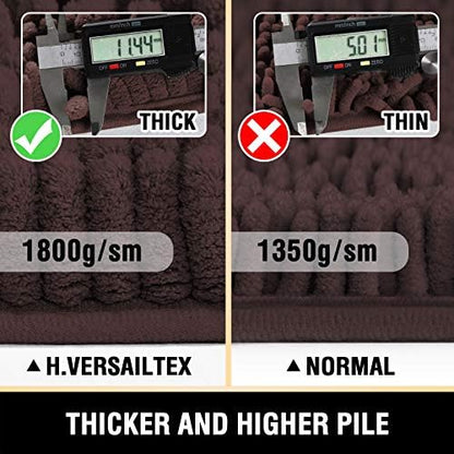 H.VERSAILTEX Bathroom Rugs Non Slip Luxury Chenille Bathroom Mat 47x17 Extra Soft and Absorbent Shaggy Rugs Washable Dry Fast Area Carpet Mats for Bath Room, Tub - Chocolate