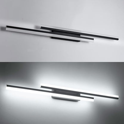 PRESDE 48 Inch Bathroom Light Fixtures Black Vanity Light Bar LED Modern Bath Lighting Over Mirror Dimmable