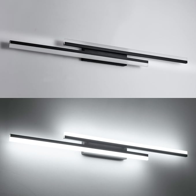 PRESDE 48 Inch LED Vanity Light Bar, Modern Black Bathroom Lighting Fixture Over Mirror