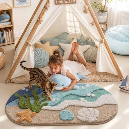 LUMI Beach Bathroom Rug Soft Microfiber Absorbent Bath Mat 24x44