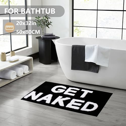 KOEXM Get Naked Bath Mat Black Bathroom Rugs 20" x 32" Non Slip