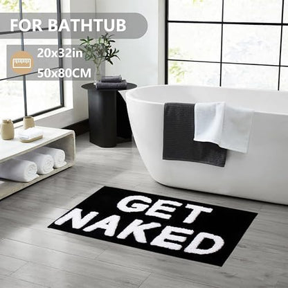 KOEXM Get Naked Bath Mat Black Bathroom Rugs 20" x 32" Non Slip