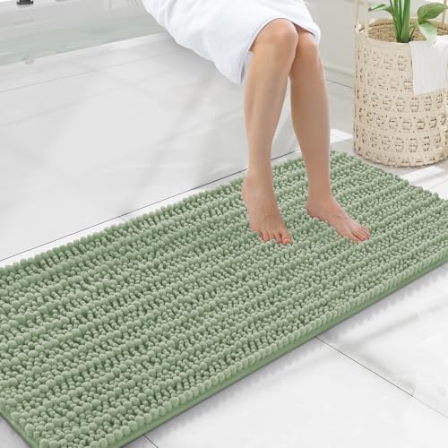 Smiry Bathroom Rugs 47X20, Extra Soft Rubber Backing Chenille Bath Mats