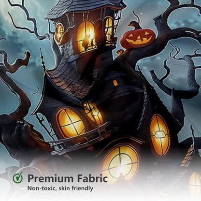 MEHOFOND Halloween Evil Pumpkin Shower Curtain Horror Castle Bath Curtain