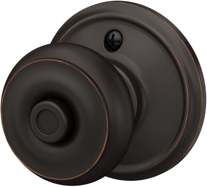 SCHLAGE F40 V GEO 716 Georgian Door Knob, Bed & Bath Privacy Lock, Aged Bronze (Pack of 2)