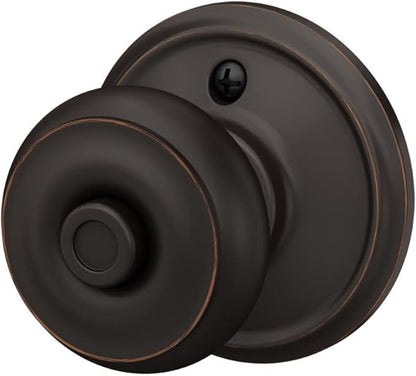 Schlage F40 V GEO 716 Georgian Door Knob, Bed & Bath Privacy Lock, Aged Bronze