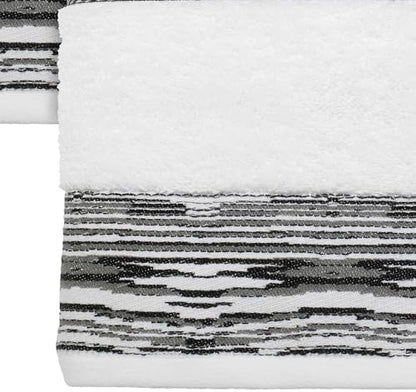 Nicole Miller - Towels, 4pc Soft & Absorbent Towel Set, Dorm Room Essentials (Syndey Collection, White/Black)