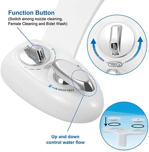 iMounTEK Fresh Cold Water Spray Bidet, Self-Cleaning Dual Nozzle Bidet, Water Pressure Control Handle & Mode Switch, Frontal Rear/Feminine Wash, Non-Electric Mechanical Toilet Seat Cover Attachment