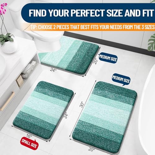 OLANLY Micorfiber Bathroom Rug Set 2 Piece, 30"x20"+24"x16"