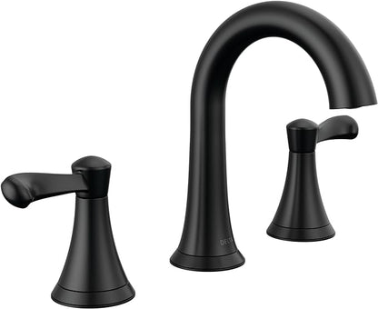 Delta Faucet Esato Widespread Bathroom Faucet 3 Hole, Matte Black Bathroom Faucet, Bathroom Sink Faucet, Drain Assembly Included, Matte Black 35897LF-BL