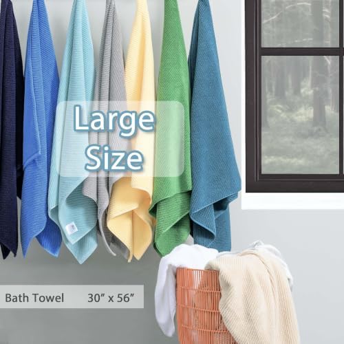 VOOVA & MOVAS Bath Towels 4PC, 100% Cotton, 30x56 in, Yellow
