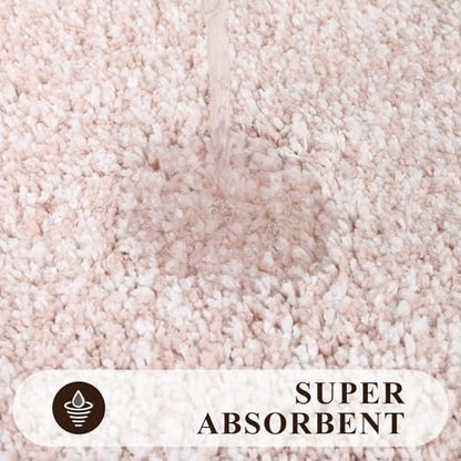 Pauwer Bathroom Rugs 3 Piece Set, Non Slip Washable Bath Mat, Dusty Pink