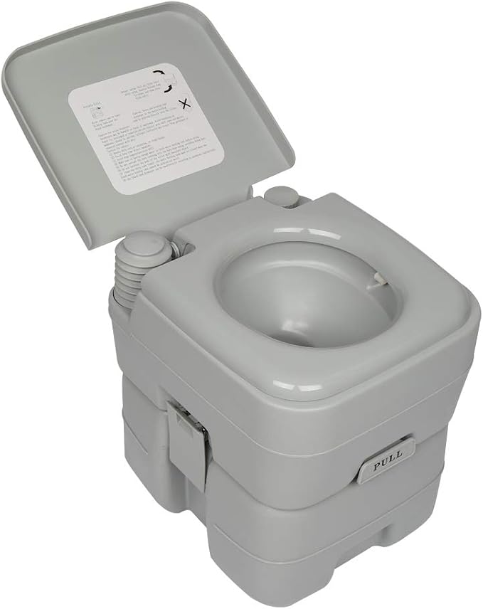 Ochine Portable Toilet Camping Porta Potty, Portable Folding Toilet with Lid, Indoor Outdoor Commode with Detachable Inner Bucket and Removable Paper Holder for Camping, Boat, Van, Emergency Use