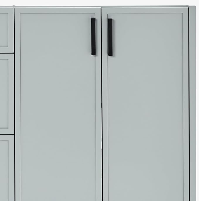 ARIEL Kelly 72-inch Bathroom Vanity with Sink,Solid Wood, 1.5-inch Carrara White Quartz Countertop & Backsplash, Double Rectangular Porcelain Sink, 4 Soft Closing Doors, 5 Dovetail Drawers, Grey