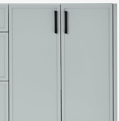 ARIEL Kelly 72-inch Bathroom Vanity with Sink,Solid Wood, 1.5-inch Carrara White Quartz Countertop & Backsplash, Double Rectangular Porcelain Sink, 4 Soft Closing Doors, 5 Dovetail Drawers, Grey