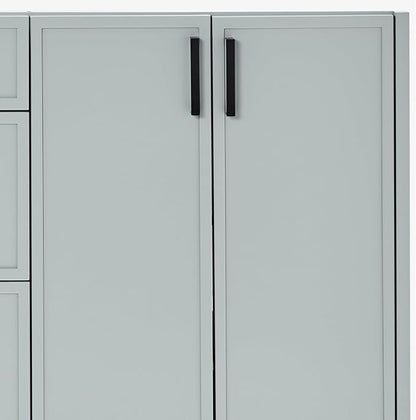 ARIEL Kelly 72-inch Bathroom Vanity with Sink,Solid Wood, 1.5-inch Pure White Quartz Countertop & Backsplash, Double Rectangular Porcelain Sink, 4 Soft Closing Doors, 5 Dovetail Drawers, Grey