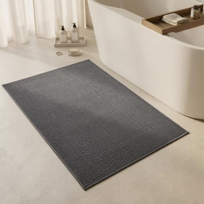 Triohero Large Bathroom Rugs Non Slip Washable Bath Rugs Super Absorbent Bathroom Rug Thin Quick Dry Low Pile Bath Mats, Dark Grey 36"x48"