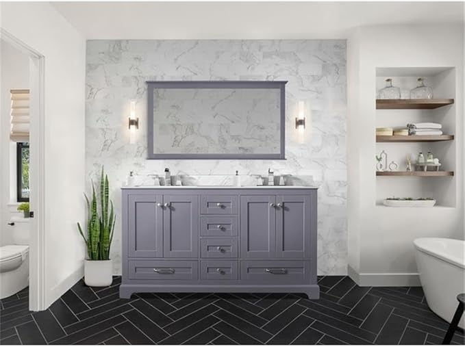 Dukes 60 in. W x 22 in. D Dark Grey Double Bath Vanity
