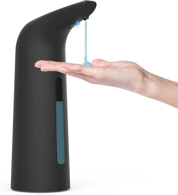 Automatic Liquid Soap Dispenser, 4-Level,13.5oz Touchless | Plastic,400ml Black Electric Battery Operated Hand & Dish Countertop Soap Dispensers with Sensor for Bathroom,Kitchen Sink