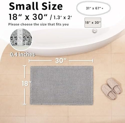Waffle Bath Mat, Boho Bathroom Rugs Non Slip Washable, 18" x 30"