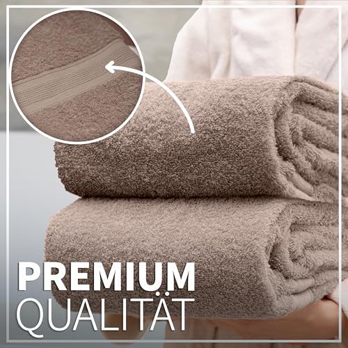 Pack of 2 Bath Towels - 100% Cotton, 500 g/m² - Soft, Absorbent & Durable - for Home, Sauna & Travel - 27 x 54 in (Sand)