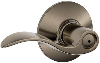 SCHLAGE F40ACC620 Accent F40 Flat Wave Reversible Door Lever Lockset, Solid, Antique Pewter