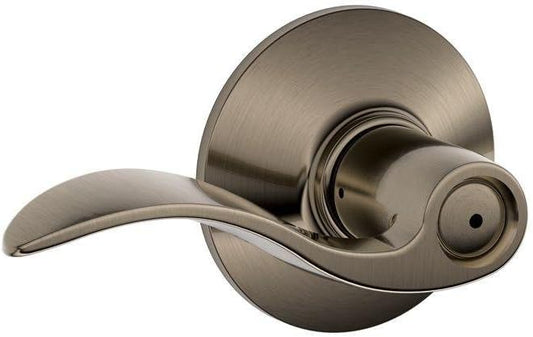 SCHLAGE F40ACC620 Accent F40 Flat Wave Reversible Door Lever Lockset, Solid, Antique Pewter