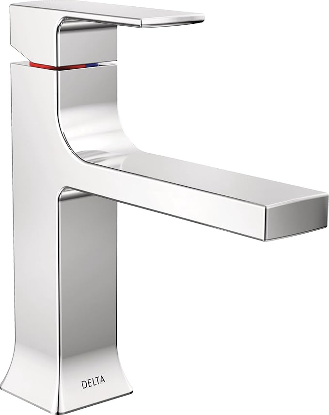 Delta Velum Chrome Bathroom Faucet 1 Hole, Single Hole Bathroom Sink Faucet for Vanity, Metal Push-Pop Drain Assembly, Chrome 537-MPU-DST