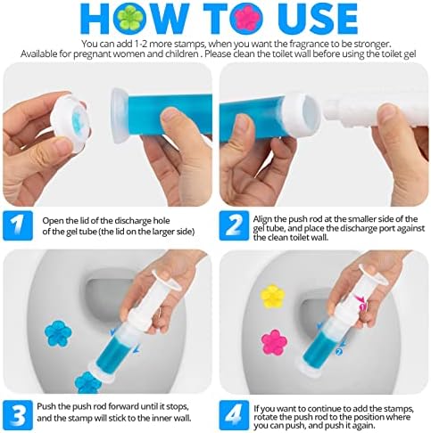 KILOSTEP Flower Toilet Gel Stamp, 60 Count Toilet Bowl Stamp Gel 5 Kinds Of Scent Toilet Bowl Cleaner