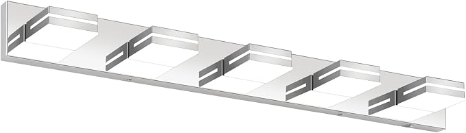 Bathroom Vanity Lighting Fixtures Over Mirror (5-Light, 40-Inch) Modern LED Bathroom Wall Lighting Fixtures, Chrome (Cool White 6000K)