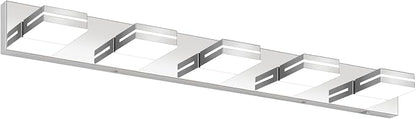 Bathroom Vanity Lighting Fixtures Over Mirror (5-Light, 40-Inch) Modern LED Bathroom Wall Lighting Fixtures, Chrome (Cool White 6000K)