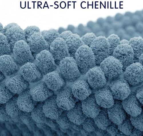 SUBRTEX Bathroom Rugs, 24" x 44" Chenille Bath Rug Soft Short Plush Bath Mat Soft Shower Mat Water Absorbent Shower Mat Quick Dry Machine Washable, Stone Blue