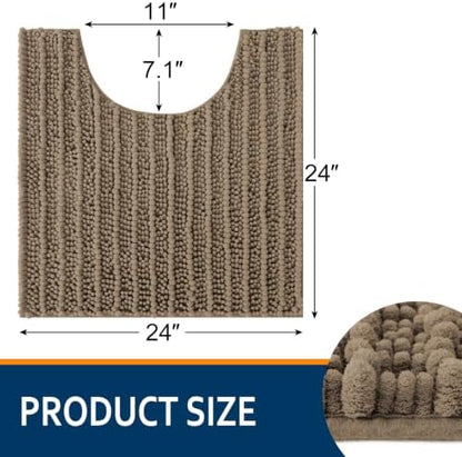 Smiry Bathroom Toilet Rugs U Shaped 24x24, Chenille Bath mats for Toilet