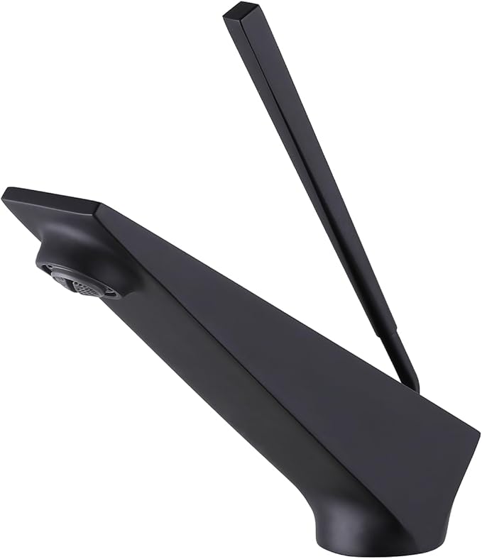 Bathroom Sink Faucet Matte Black, Single Handle Brass Sink Faucet with Unique Design, Single Hole Basin Mixer for Lavatory, Vanity, RV, Modern Farmhouse, Suitable for 1 Hole