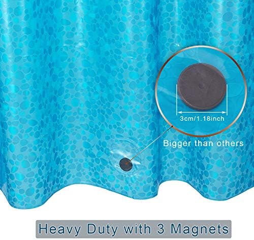 Bostofy Waterproof Shower Curtain Liner 8G EVA Thick Shower Curtain with Heavy Duty 3 Bottom Magnets, Shower Liner for Shower Stall, Bathtubs, 3D Pebble Pattern, 72 x 72,12 Hooks