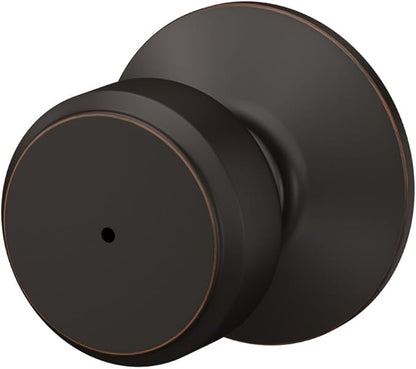 Schlage F40 BWE 716 Bowery Door Knob, Bed & Bath Privacy Lock, Aged Bronze