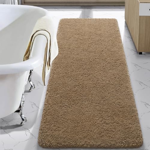 LOCHAS Bathroom Rug Runner 24x70 Inch, Bath Rugs Non Slip, Light Brown